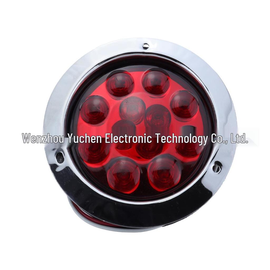 Universal Chrome LED Brake, Driving & Turn Signal Light for CIMC Trucks 12V-24V - High Brightness & Waterproof