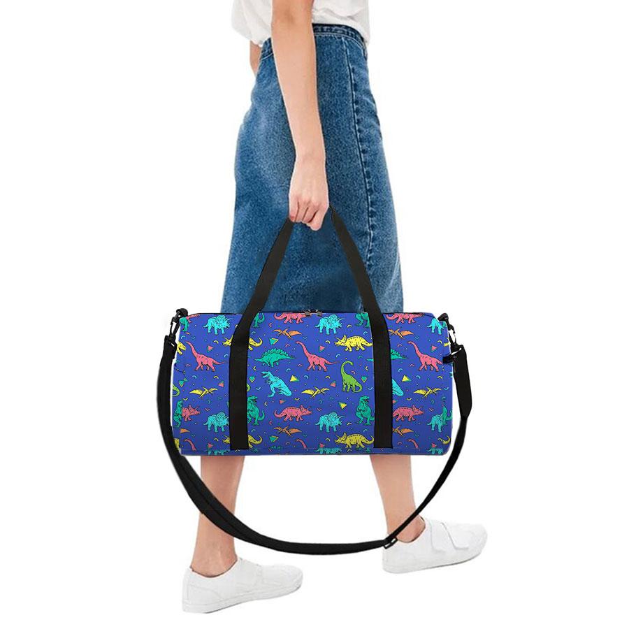 Dinosaur Pattern Large Capacity Luggage Bag for Boy/Girl Best Gift 2D Cartoon Travel Duffels Outdoor Fitness Bag for Children