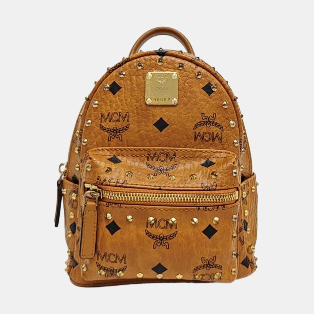 [Pre-Owned] Classic Studded Monogram Print Leather Mini Backpack - Good #A7KIIG