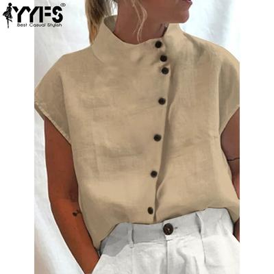 Women's Fashion Casual Summer Spring Solid Color Print Short Sleeve Half Turtleneck Blouses & Shirts
