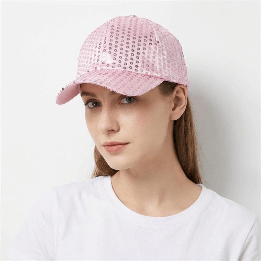 Shiny Sun Cap Brilliant Glitter Peaked Cap Simple Sequins Baseball Cap  Decorated