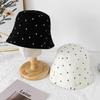 French Big Brim Love Pattern Sun Hat Spring and Summer Thin Small Fresh Sunscreen Hat Versatile Lace-up Bucket Hat Women