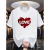 Europäische Größen Herren-T-Shirt mit Herzmotiv und „LOVE“-Slogan, ein kurzärmeliges Erwachsenen-T-Shirt mit Liebesmotiven