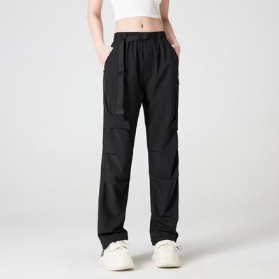 Couple Style Work Pants, Women's Summer Thin Casual Pants, Outdoor Straight Leg Sports Pants, Ankle Tied Quick Drying Pants, Women's Ice Silk Pants