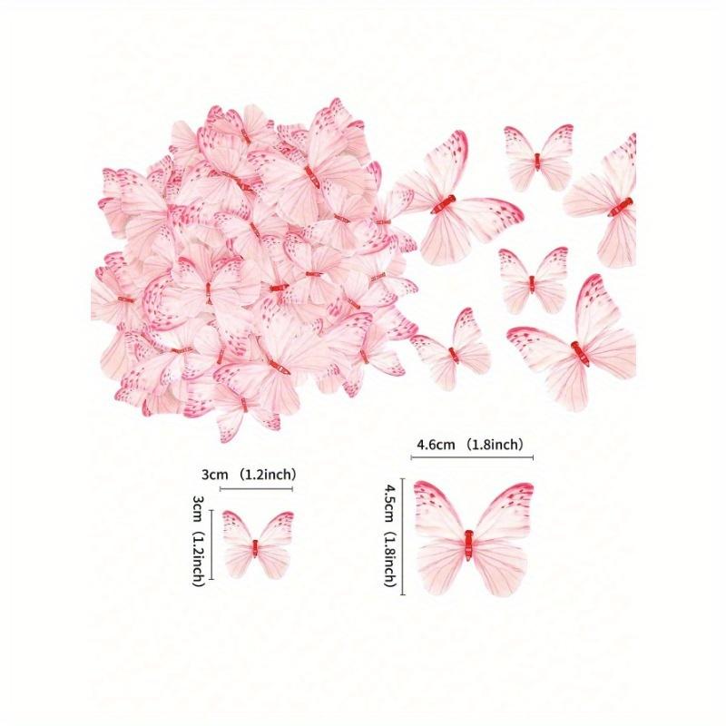 

48 Pcs Edible Butterflies For Cake Decorating, Wafer Paper Butterfly Cake Topper Butterfly Cupcake Decorating For Wedding Birthday Anniversary Flower розовый