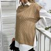 YYFS Moda Feminina Casual Cor Sólida Estampado Outono Inverno Sem Mangas Gola O Tricotado Coletes