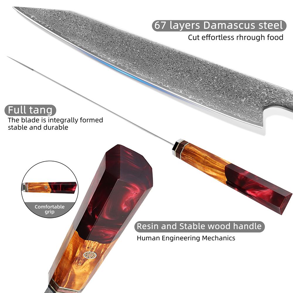 XITUO Damascus Kiritsuke Knife,8 Inch Ultra-Sharp Deluxe Kitchen Gyuto Knife,VG-10 67 Layers Damascus Steel Butcher Chef Knives