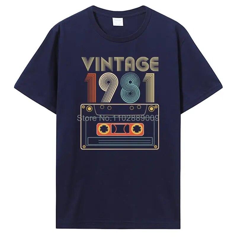 Vintage Tillverkad 1981 Alla Originaldelar Födelsedags-T-shirt Jubileums-T-shirt Oversized Unisex Kläder T-shirts För Unisex Streetwear