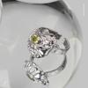 Unisex Fashion Forward Adjustable Ring With Irregular Shape In Bright Yellow Tone Green