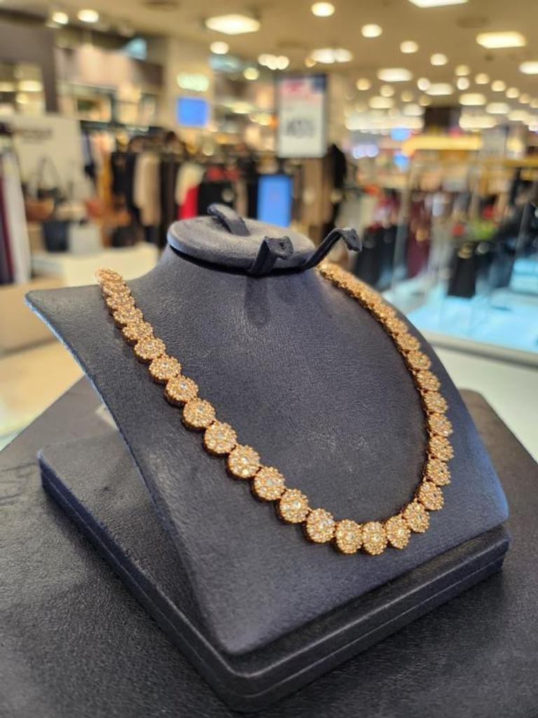 Atria Circle Chain Flower Tennis N Necklace AAANETN0001WHF