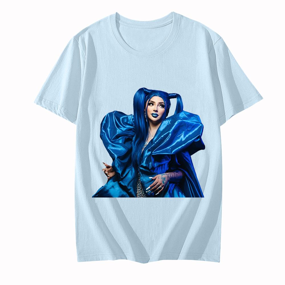 

Bellakath Portrait T-Shirt Women/men Fashion Camisetas Round Neck Short Sleeve Tshirts Comfortable Cotton Graphic Printing Tees XXL світло-синій колір