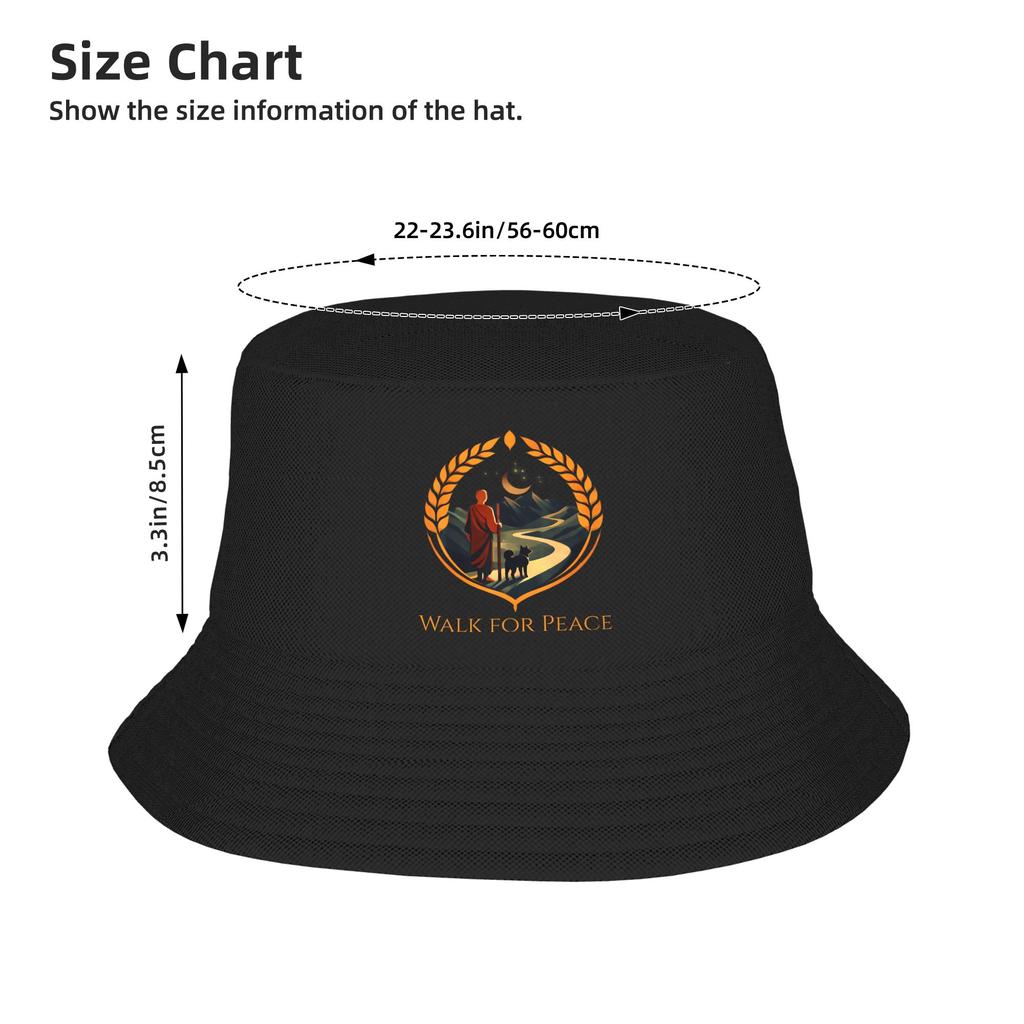 Unisex Walk For Peace Spiritual Monk With Aloka Dog Bucket Hat Personality Fisherman Hats Summer Fashion Fishing Caps Gift