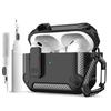 Portable Shockproof Case For Airpods Pro/Pro 2 Carbon Fibre Headset Cases With Carabiner Security Lock Cover Funda