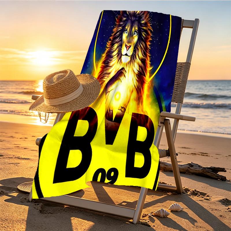 Borussia Dortmund Print Beach Towel Design, Soft, Lightweight. for Home Bathroom, Spa, Pool, Yoga, Surfing, Camping, Gift for Family, Friend