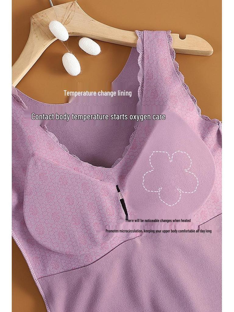 Damen Thermo-Westen-Set mit Samt-Fleece-Futter und integriertem BH für zusätzliche Wärme