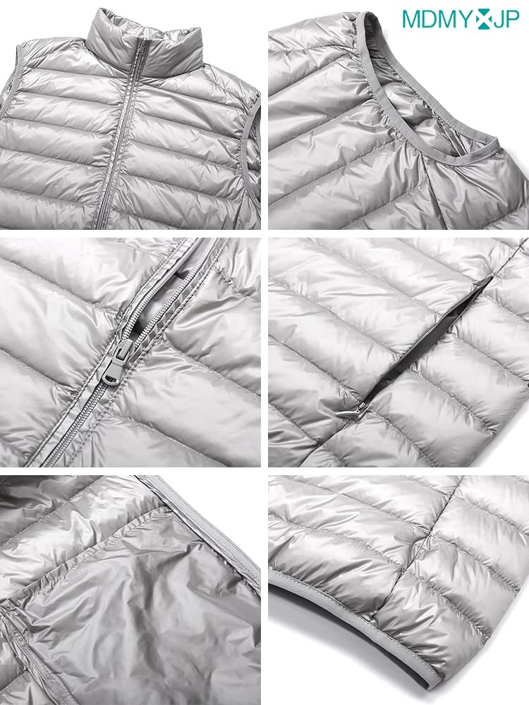 MDMYXJP Ultralight Down Cold Lightweight Puffer Compact MD107 Men's Vest, Warm, Weather, Vest, Storage, (JP, Alphabet, XL, Gray)