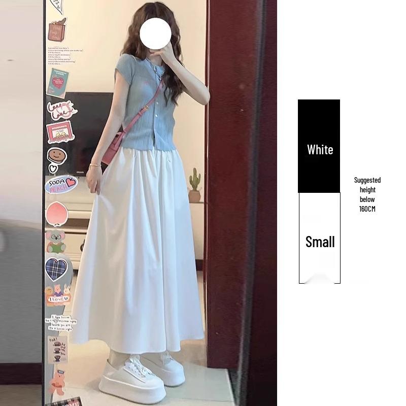 2025 White Ice Silk High-Waist Textured Culottes - Women's Summer Chiffon Wide-Leg Pants, Small Size