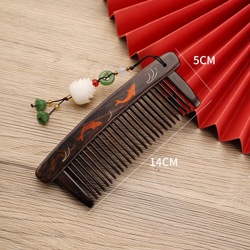 Fioletowe drzewo sandałowe Rzeźbiony drewniany grzebień Pudełko prezentowe - Wysokiej klasy prezent na ślub i Dzień Matki