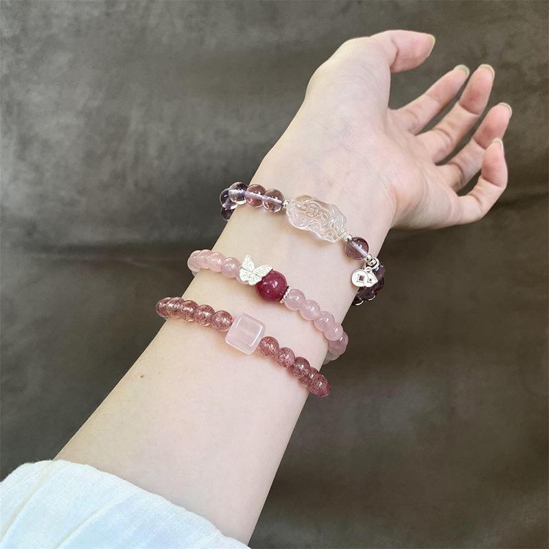 Natural stone amethyst gourd rabbit beaded bracelet light luxury high-end temperament bracelet small fresh fashion jewelry