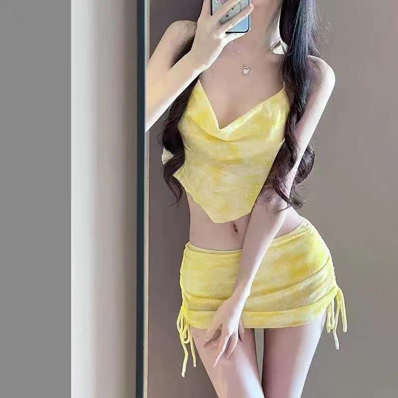 Yan 1011 New Swimsuit Lotus Leaf Bikini Three-piece Vacation Beach Soak Hot Spring Split Swimsuit Women