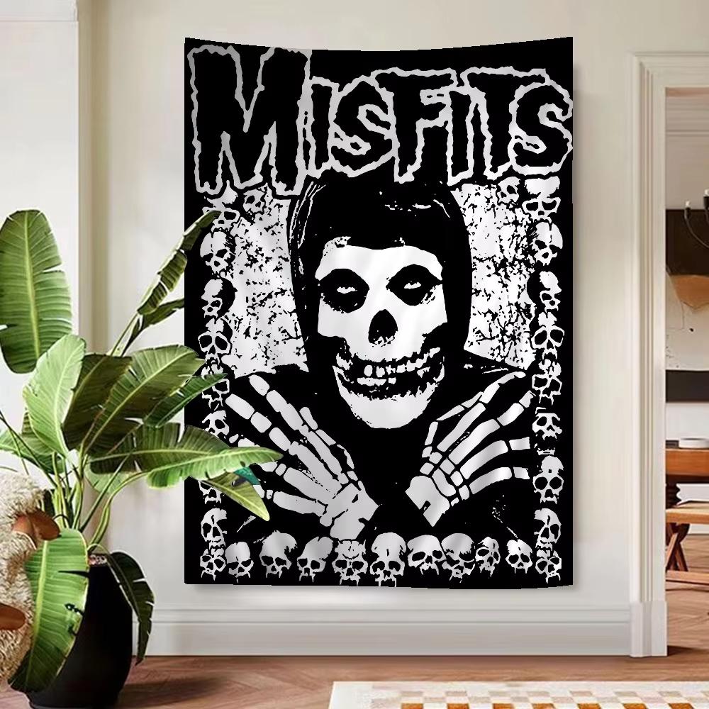Misfits Horror Punk Rock Tapestry  Flat Printed Tarot Hippie Poster Wall Hanging for Dorm  Home Art Decor