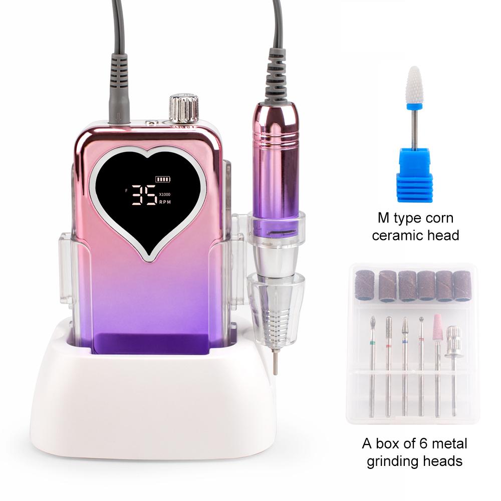 

BEPAN Wave 35000RPM Gradient Purple Handle Rechargeable Nail Drill Portable Cordless Desktop Nail Drill Machine Set Manicure US