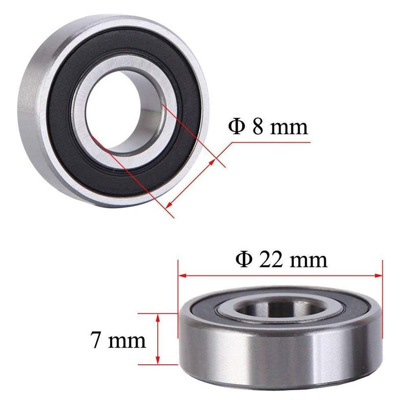 10PCS 608 2RS /608ZZ Ball Bearings – Bearing Steel and Double Rubber Sealed Miniature Deep Groove Ball Bearings