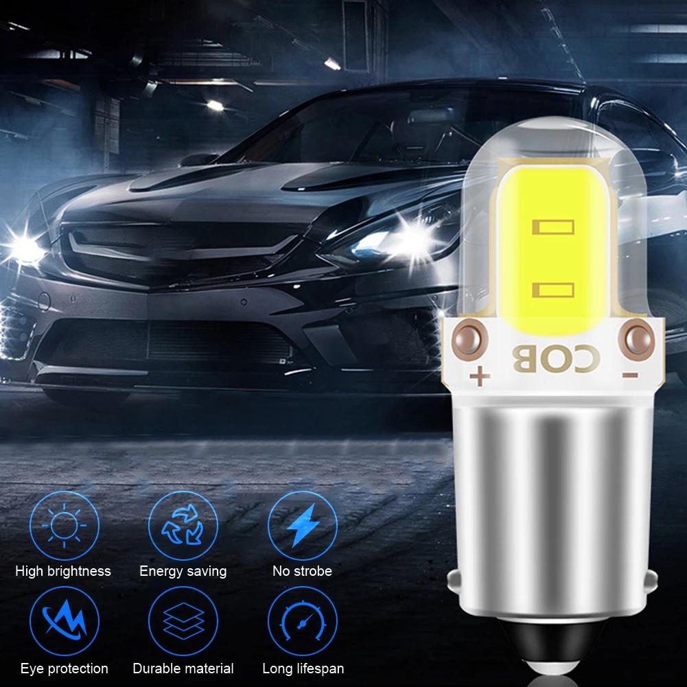 2/4/6Pcs BA9S Car COB LED Bulb DC12V LED Lights 3W Interior License Plate Light Marker Reading Auto Lamp White 6000K Signal Lamp