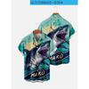 1116 New Shark 1d Printing Summer Casual Short Sleeve Shirt Men's Wholesale Manufacturer Europe