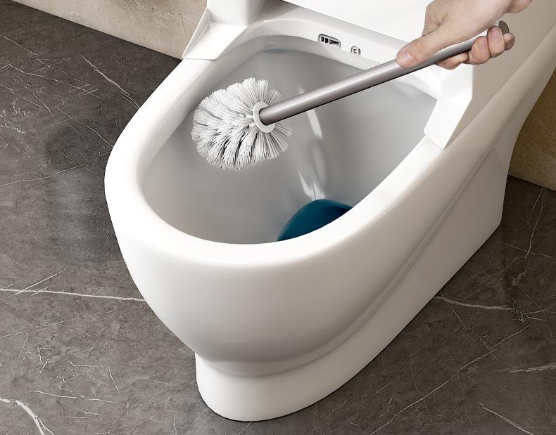 Sleek Wall-Mounted Aluminum Toilet Brush with Long Handle