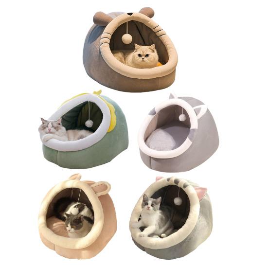 Kedi Mağara Yatağı İç Mekan Kediler Hayvan Şekilli Yarı Kapalı Yatak Asılı Toplu Rahat Sıcak Evcil Hayvan Sakinleştirici Yatak Küçük Köpekler Yavru Köpekler Kediler İçin
