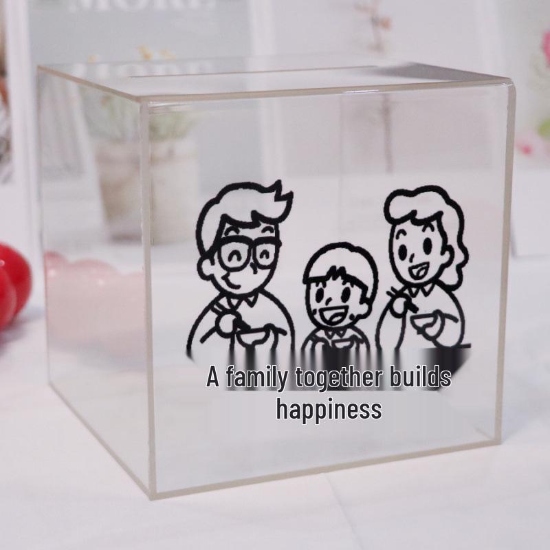 Transparent Acrylic High-Capacity Piggy Bank - No Withdrawal, Online Celebrity Style for Adults and Students.