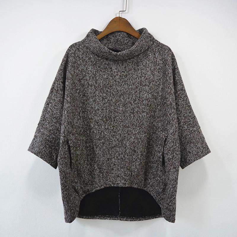 Sweater for Women Autumn Winter Thickened Warm Knitted Stretchy Long Sleeve High-neck Tops