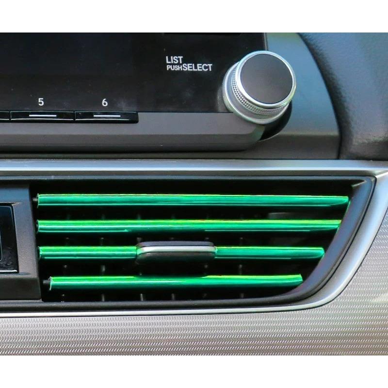 10pcs of U-shaped Electroplated Bright Strips with Mesh Clamps Decorative Strips for Car Air Vents Colored Interior Decoration