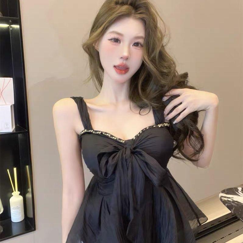 Spicy Girl Rhinestone Bow Crop Camisole - Chic Summer Women s Top Small