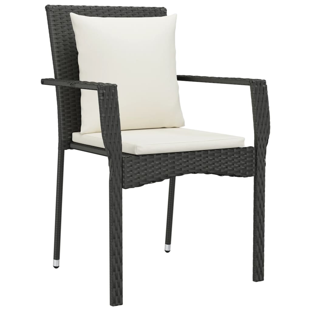 Vidaxl 5-Cz. Garden Furniture Set With Cushions, Black, Poly Rattan