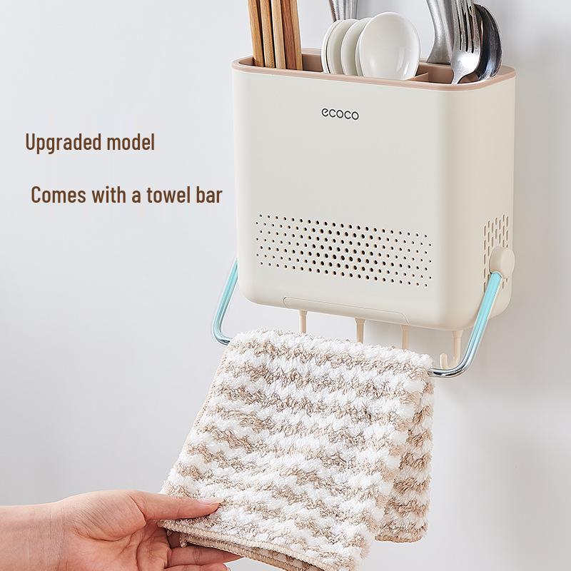 Wall-Mounted Knife & Chopstick Holder: Punch-Free Kitchen Storage Rack