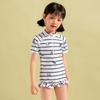 Tuolangshi Girls' Short Sleeve Striped One-Piece Swimsuit