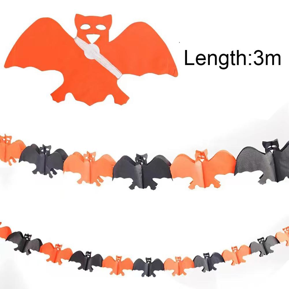 3M Halloween Papieren Slingers met Pompoen Vleermuis Spook Vlaggetjes Trekbanner voor Feest Huisdecoratie 3M Length