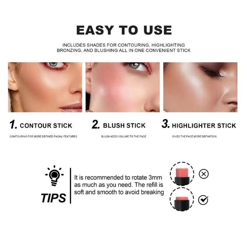 HANDAIYAN - 2-in-1 Rouge & Highlight Stick - 6 Farben