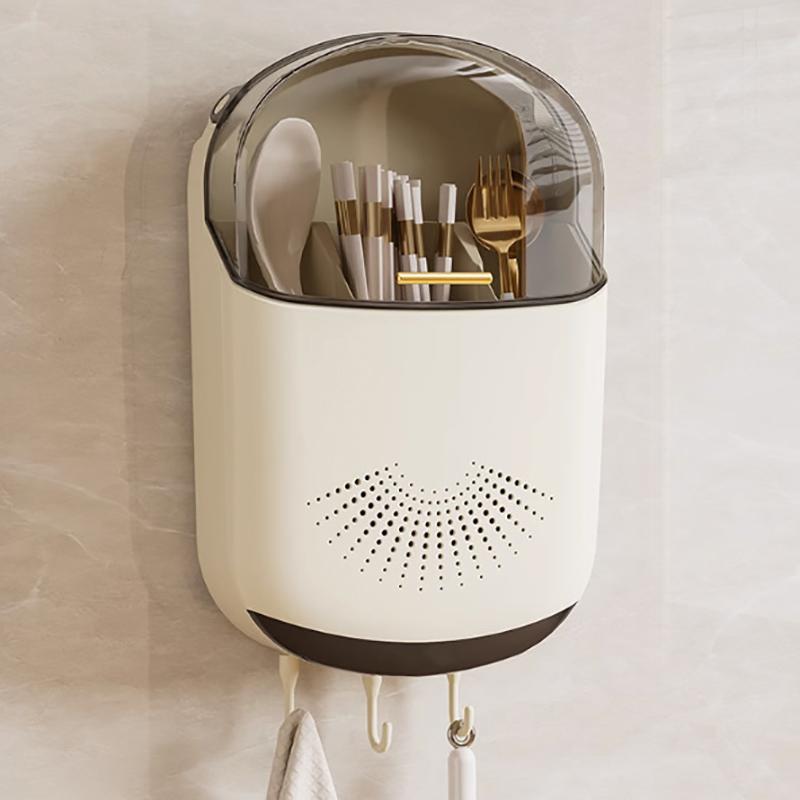 Cutlery Storage Box With Cover Lid On The Wall Storage Box Flatware Kitchen Household Utensil Dust Proof Chopstick Holder