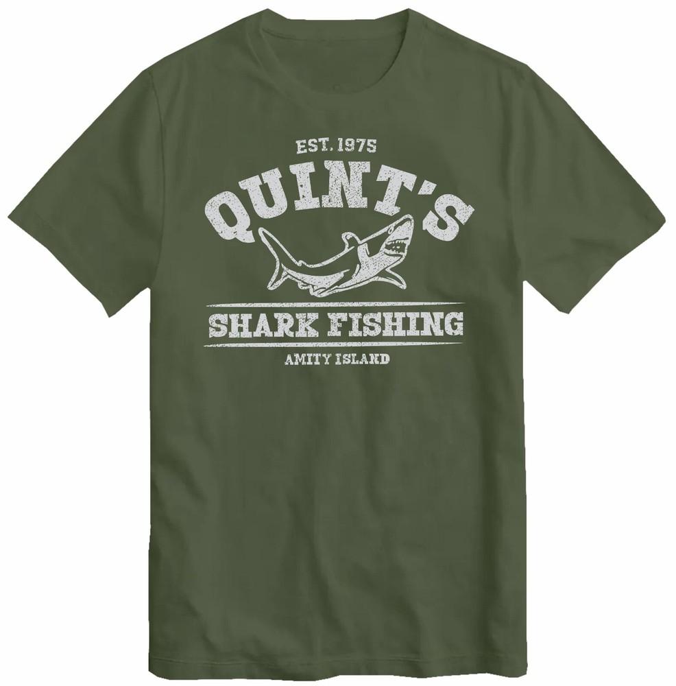 

Jaws Quints Amity Island 1975 Shark Fishing Men s T-Shirt XL