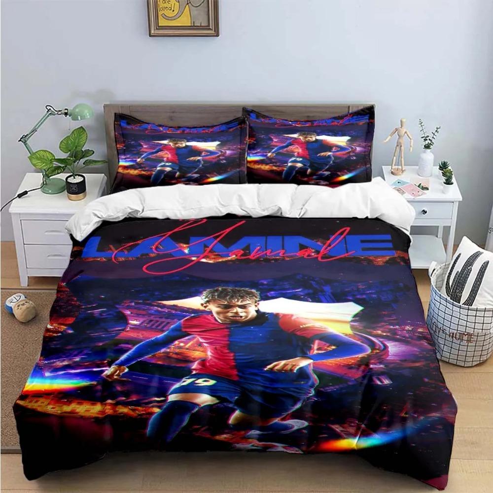 Housse de couette taie d'oreiller étoile de football Literie Décoration de chambre Cadeau enfant adulte Lit simple double Grande TailleHousse de couette à fermeture éclair 70x140cm
