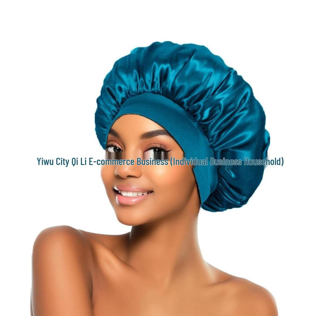 Women's Satin Wide-Brim Nightcap for Hair Care & Styling
