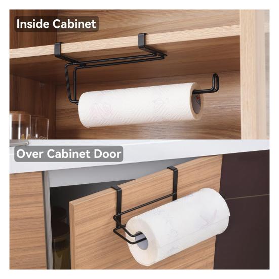 Bathroom Paper Towel Holder Strong Load-bearing Rust-Proof Simple Installation Over-Cabinet Door Roll Paper Holder