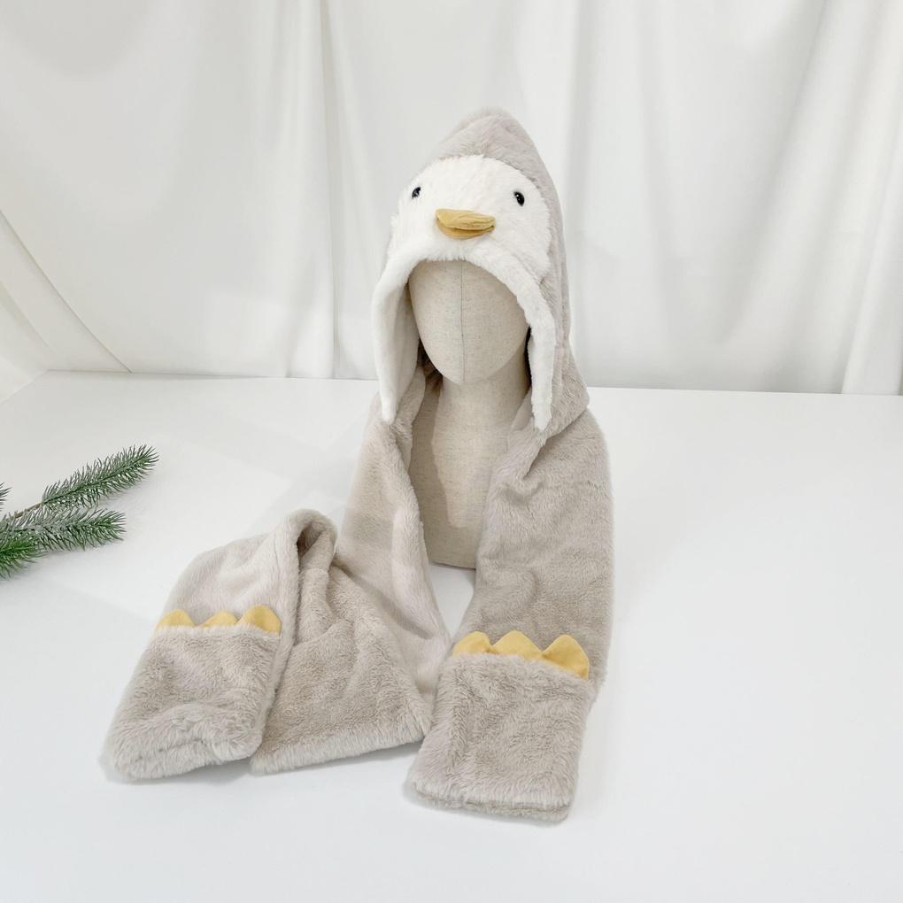 Unisex Daily Penguin Fur Hooded Warmer Hat