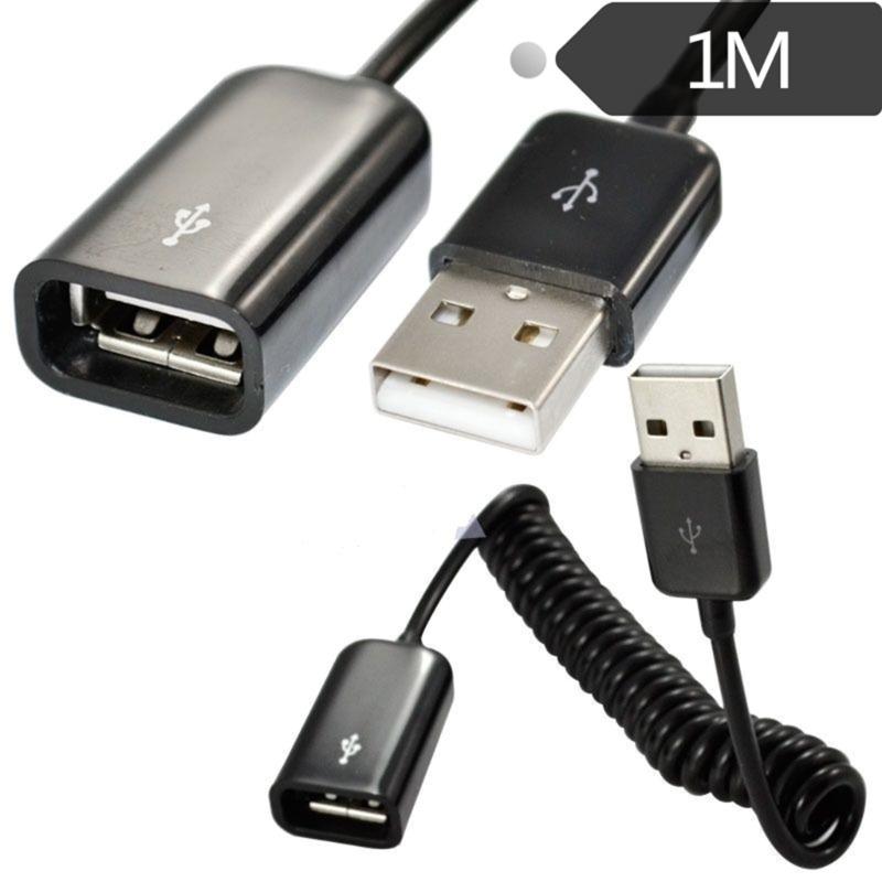 USB2.0 Male To Female Spring Coiled Telescopic Extension Cable for Various USB Devices
