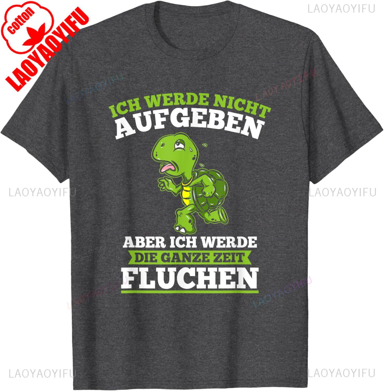 Running TShirt Ich Werde Nicht Aufgeben Runner Turtle Jogging Cotton Short Sleeve Casual New Arrival Breathable for Men Women S