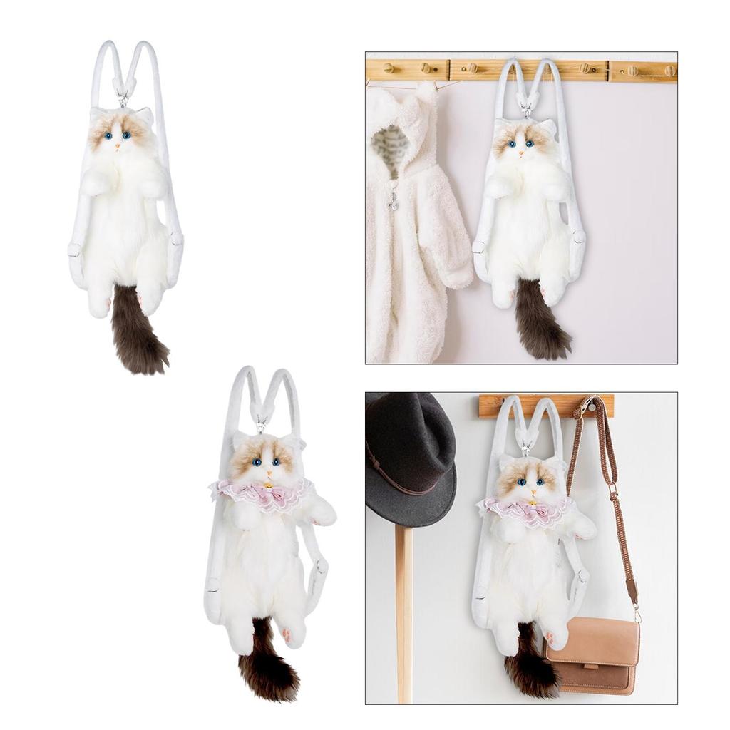 Cute Plush Cat Backpack Casual Large Capacity Purse Rucksack Lightweight Trendy
