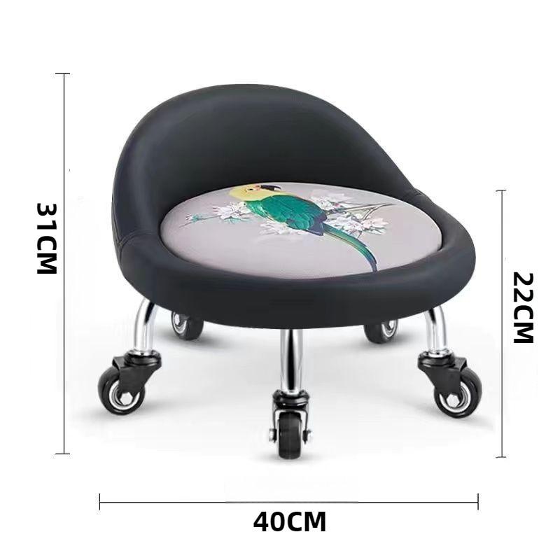 Household Mobile Universal Wheeled Stool Thickened Frame Round Pulley Stool Portable Low Swivel Chair Tool